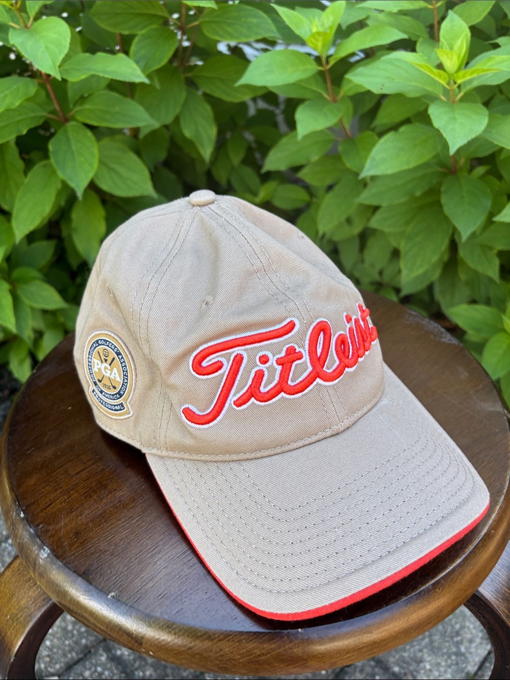 Titleist Tan Cap with Orange Script and PGA Patch
